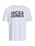 JACK & JONES Jjecorp Logo Tee Ss O-neck Noos Camiseta Cuello Redondo, White/Fit Slim Large Print Black, L Hombre
