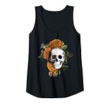 Mujer Calavera con flores Camiseta sin Mangas