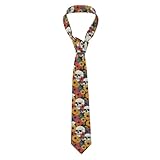 SMAZDFXX Corbata con estampado de calaveras, flores rojas y amarillas para hombre, ideal para uso diario, bodas, fiestas y negocios.