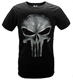 Fuman The Punisher Skull Logo - Camiseta para Hombre, diseño de Calavera, Color Negro Negro (Negro, L)