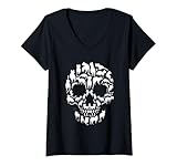 Mujer Calavera de gato - gatito esqueleto calavera gato gótico emo y2k Camiseta Cuello V