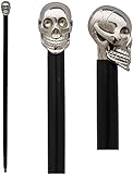 Riylox Bastón de madera de palisandro con cabeza de calavera de latón para hombre