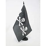 AZ FLAG Bandera de Mesa Pirata 3 Calaveras 21x14cm - BANDERINA de DESPACHO con Calavera 14 x 21 cm