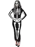 Funidelia | Disfraz de esqueleto elegante para mujer ▶ Esqueleto, Calavera, Terror - Disfraz para adultos y divertidos accesorios para Fiestas, Carnaval y Halloween - Talla XXL - Negro