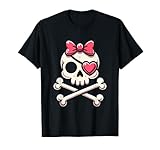Linda camiseta con lazo de calavera y hueso cruzado, pirata para mujeres y niñas Camiseta