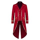 KGIHPC Chaqueta Steampunk vintage para hombre, gótica, victoriana, uniforme, abrigo de Halloween, rojo, XL