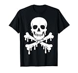 Esqueleto de calavera goteando huesos cruzados bandera piratas alegres Camiseta