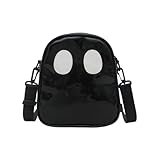 xbiez 1. Bolso cruzado de poliuretano con estampado de calavera de Halloween, ligera, correa ajustable para fiestas, artículos esenciales diarios, bolsa de contraste de color gótico, Black, One Size