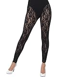 Smiffys Mallas de encaje años 80, Negro