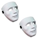 Acan Tradineur - Pack de 2 máscaras de cara blanca para adulto - Plástico - Complemento para disfraces de Halloween, carnaval, cosplay - 17 x 17,5 x 8 cm
