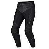 SHIMA PISTON Pantalones moto hombre - Pantalones de verano de cuero y malla con paneles elásticos, protecciones CE en caderas y rodillas (52, Negro)