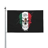 Bandera nacional creativa de México con calavera patriota, banderas para exteriores de 3 x 5 pies, bandera de poliéster resistente de doble cara para el hogar, patio, festival, decoración de jardín al