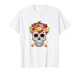 Flor Azúcar Cráneo Almas Día Muertos Día De Halloween Camise Camiseta