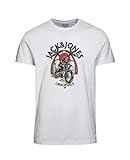 JACK & JONES - Camiseta Manga Corta Hombre - Blanco - Estampado Calavera (XL)