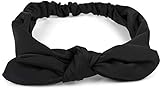 styleBREAKER cinta para el pelo de mujer monocolor con lazo y goma elástica, cinta para la frente, pinup, rockabilly 04026035, color:Negro