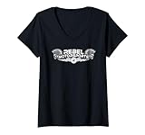 Mujer Calaveras con lentejuelas de la estrella de Rebel Motorsports Camiseta Cuello V