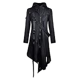 Feynman Chaqueta gótica para hombre, estilo vintage frack steampunk, victoriano de longitud media, punk chaqueta de carnaval cosplay, chaqueta con capucha negro L