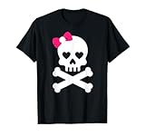 Lindo hueso de calavera rosa lazo kawaii calaveras mujeres niñas adorable Camiseta