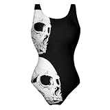Cmagnifico Traje de baño para mujer, conjunto de bikini de calaveras negras, traje de baño de una pieza, Calaveras negras, L