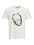 JACK & JONES Camiseta de algodón con estampado de calavera en relieve, Color blanco., M