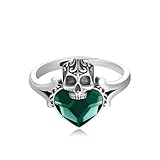 PARYFO Anillo de calavera para mujer y hombre, plata de ley 925, gótico, con cristal, retro, gótico, regalo para unisex, plata de ley, Plata de ley, Ninguno