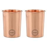 Fashnkart Juego de 2 vasos de cobre puro para beber agua, salud ayurvédica, 300 ml (10.14 oz) (lisos)