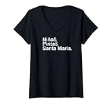 Mujer 'Niña & Pinta & Santa María' Cristóbal Colón, tres carabelas Camiseta Cuello V