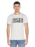 Jack & Jones Jjecorp Logo tee SS O-Neck Noos Camiseta Cuello Redondo, White/Fit Slim Large Print Black, L para Hombre