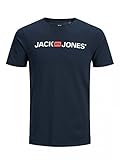 JACK & JONES Jjecorp Logo tee SS Crew Neck Noos, Camiseta Hombre, Azul (Navy Blazer Detail: Slim Fit), X-Large