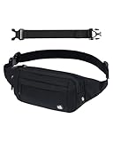 Waterfly Riñonera Hombre Mujer Deportiva: Riñoneras de Cintura con Cinturón Extra Extendido para Marcha Bici Viajes Correr Senderismo al Aire Libre Deporte (1-Negro)