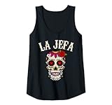 Mujer Rockera Mujer, Skull, La Jefa, Calavera Dia de Muertos Camiseta sin Mangas