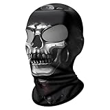 ShopINess Pasamontañas Dos Ojos 3D Calavera Unisex Adulto para Moto Deporte Fiestas Halloween y Carnaval con Dos Agujeros para los Ojos Calavera (FR/ES, Letras, Talla única, Fumadora)
