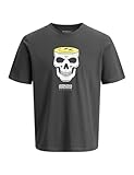 JACK & JONES Skull tee Jorholiday SS Cn-Camiseta de Calavera, Gris, S para Hombre