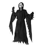 HBWHNIU Disfraz de Scream de Ghost Face, Disfraz de fantasma de Screaming para Adultos, con Bata, Máscara de Calavera, Cinturón, Guantes, Disfraz para Carnaval Halloween (S)