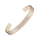 YINOX Tri Tone pulseras magnéticas de cobre puro para artritis para mujeres y hombres con 8 imanes de San Valentín