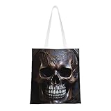 Bolsos de calavera de color cobre. Lona ligera, asas dobles, elegante bolsa de mano para mujer, perfecta para ir de compras, trabajar y llevar todos los días.
