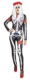 Rubies Disfraz Catrina Skelita Rosas para mujer, Mono estampado esqueleto y diadema de flores, Licencia Oficial, Día de los Muertos, Halloween, Fiestas