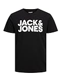 Jack & Jones Jjecorp Logo tee S O-Cuello Noos Camiseta, Black/Fit: Slim/Large Print/White, XL para Hombre