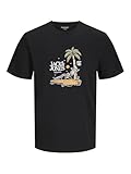 JACK & JONES Jorskull Coast tee SS Crew Neck, Negro, L Hombres