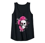 Mujer Calavera con flores Camiseta sin Mangas