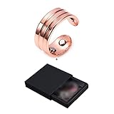 Nicey Anillo magnético de cobre puro para mujeres y hombres, anillos de cobre de moda para la salud y la energía para hombres, anillo de dedo ajustable para hombres