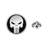 STANG Broche de Calavera de Punisher de Aceite Redondo de Plata para Hombres y Mujeres, Pin para Cuello, Mini Insignia de Halloween, Broche, suéter, Chaqueta, Vestido, Recuerdo de Fiesta