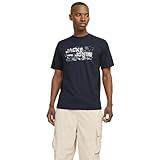 Jack & Jones Jcooutdoor Logo tee SS Crew Neck Sn Camiseta, Azul Marino, M para Hombre