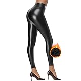 Lishang Leggings de Piel para Mujer Cintura Alta PU Leggins Cuero Push Up Sexy Pantalones Medias de Cuero de Imitación Leggings Termicos Invierno Elásticos