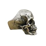 MAGIIE Anillo Calavera Redonda,Anillo de Vampiro Cráneo Anillos Hombres,Anillo Hueso de Muerto,Anillos Grandes de Acero Inoxidable para Hombres (Plata, 20)