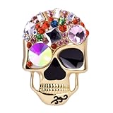 Qaixwuyi 2 remaches dorados de calavera, esqueleto, con diamantes de colores, remaches de metal, punk, remaches de rosca, para manualidades, sombrero, zapatos, chaqueta, cuero, artesanía