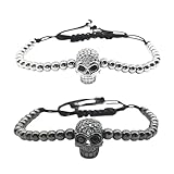 GTYHH Pulseras De Calavera De 2 Piezas, Pulseras De Personalidad De Moda, Pulseras Ajustables, Pulseras Trenzadas, Pulseras Estilo Punk