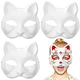 3 Piezas Máscara de Gato Diy Máscara de Papel Pulpa Máscara en Pintada a Mano Diy Máscara de Mascarada sin Pintar Máscara de Halloween para Niños