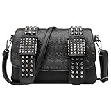 Bolsa de mensajero de cráneo de cráneo, bolsa vegana de cadena de punk, bolso de hombro de cartera de cartera negra para mujeres/ 9.84 x 6.69 x 1.97 pulgadas.