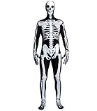 Spooktacular Creations Disfraz de Esqueleto para Halloween, 2da Piel para Hombres con máscara de Esqueleto (Negro y Blanco, Large)